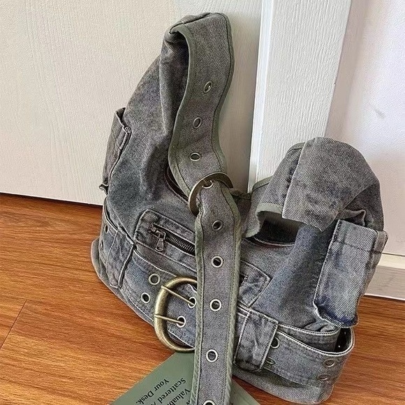 Vintage denim punk y2k retro gothic bag - Picture 3 of 6